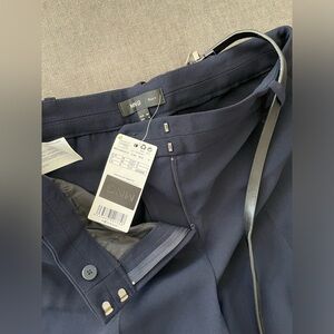 MANGO suit pant with belt, Navy US 4 EUR 36
